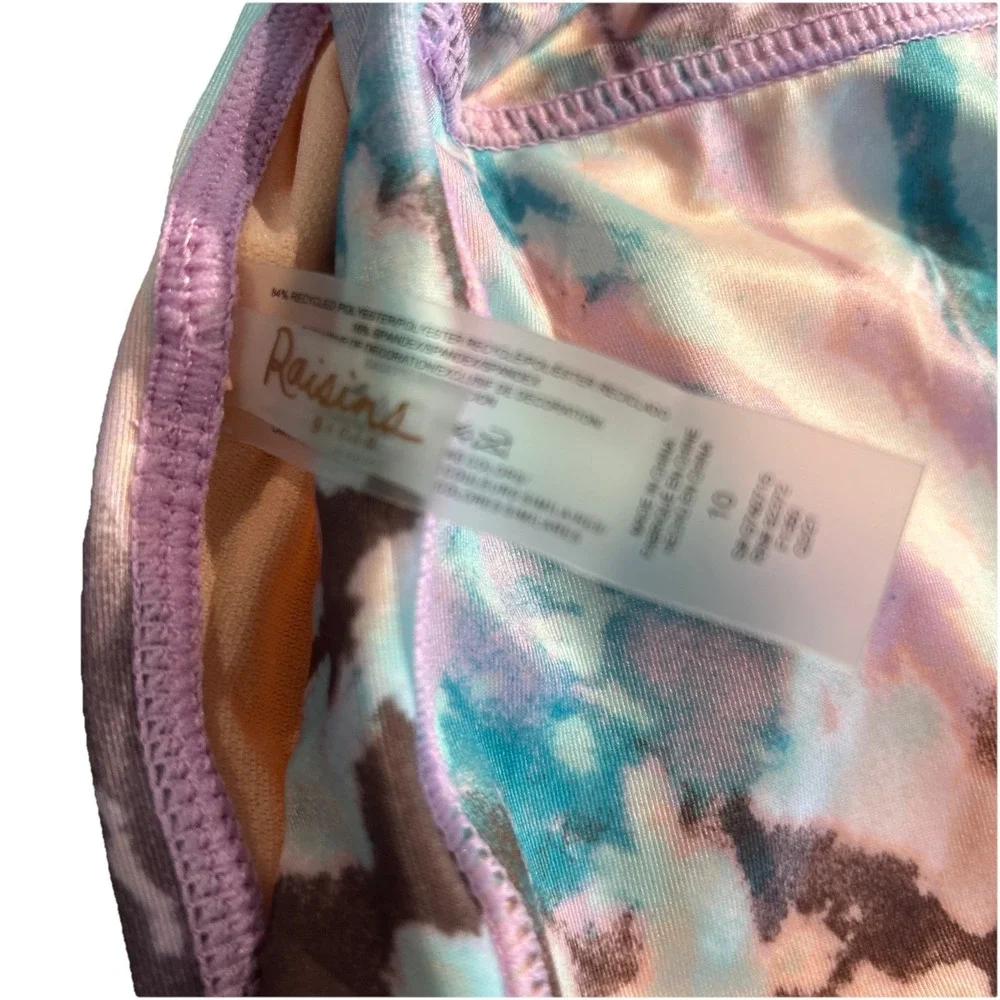 Raisins Girl's 2 Pc MALIBU Bikini Shorts Pink Blue‎ Tie Dye Size 10 Swimsuit $34